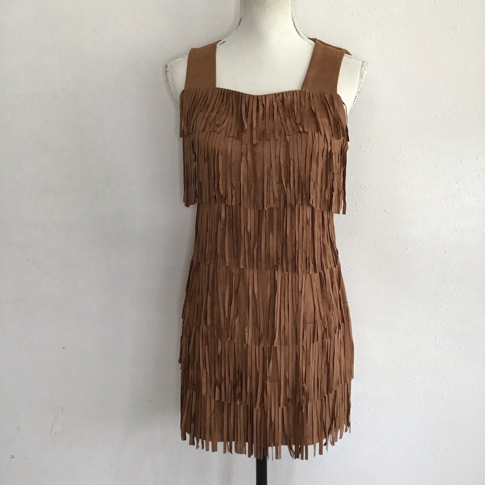 Filly Flair Brown Fringe Mini Dress